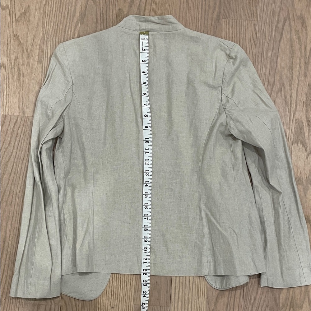 Women's Cream Open Front Linen Blend Jacket - Picture 9 of 9